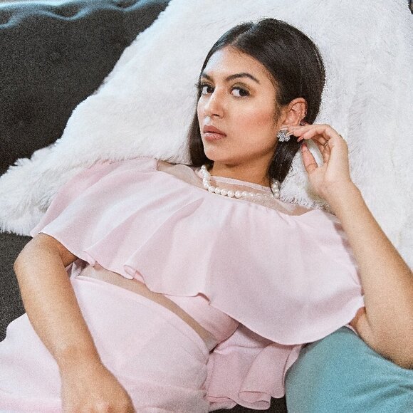 Women's Handmade Cape Popover Maxi Silk Dress Gown Pink XSP gala formal wedding - Picture 2 of 12